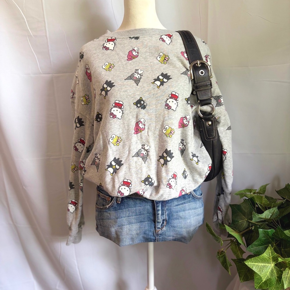 Cutie Y2K Sanrio Hello Kitty and Friends‎ All Over Print Sweatshirt Gray S